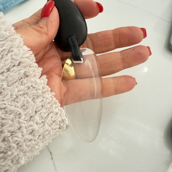 Monies Large Ebony and Clear Resin Dangle Drop Earrings Costume Designer - Picture 5 of 5